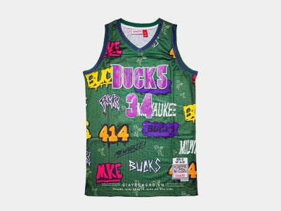 Áo M&N Slap Sticker NBA Bucks