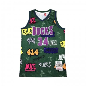  Áo M&N Slap Sticker NBA Milwaukee Bucks 