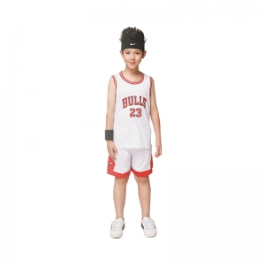  Bộ quần áo bóng rổ trẻ em Chicago Bulls White 